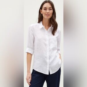 Jaeger Women’s Linen Button Front Top White Size 16 (US 12)
